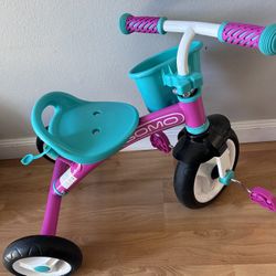 GOMO Kids Toddler Tricycle / Age 2-6 Year /Push Handle / Pink & Teal / Used Good