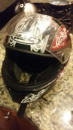 Red & blk HJC motorcycle helmet