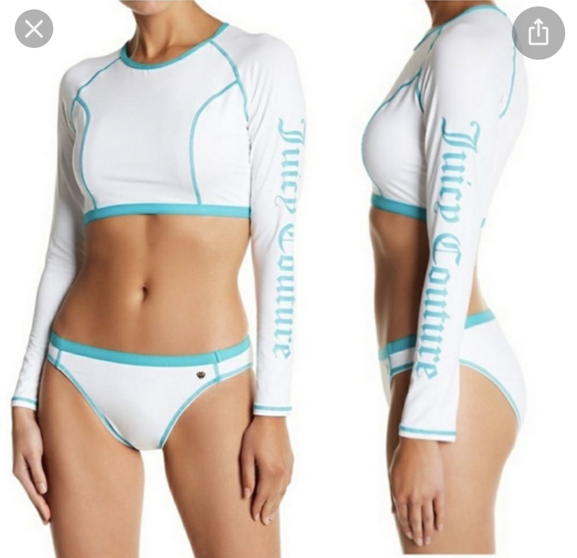 Juicy Couture swim set bikini rashguard sz L