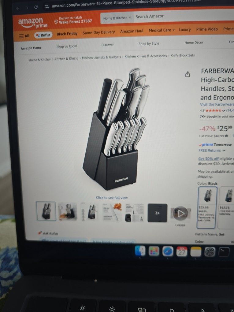 Farberware 15-Piece Knife Set + Board 