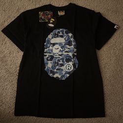 Bape Tee ABC Camo Black x Blue Medium New