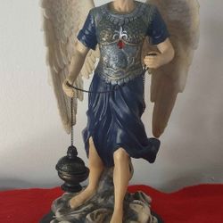 ARCHANGEL SEAlTIEL STATUE-  Ebros Byzantine Colorur with Brass Name Plate 12"Hight.