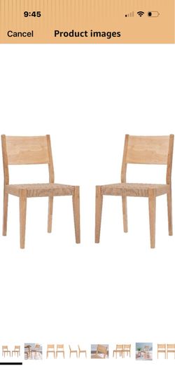 Powell Linon Patty Set of Two Wood 18" Dining Chairs in Natural Brown