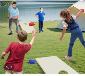 Set of 2 Solid Wood Cornhole Board Portable Corn Hole Game Board Includes 8 Bean Bags