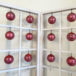 Set of 12 Vintage Red Mica Christmas Ornaments 2.75” tall x 2.5” wide