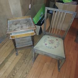 Antique Night Stand And Rocking Chair 