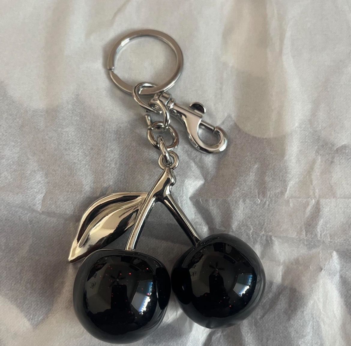 New Black Cherry Bag Charm Keychain
