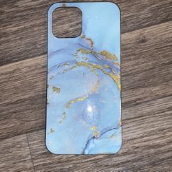iPhone 12 Pro Max case blue goldish tie dye design