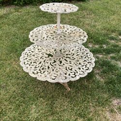 Vintage Antique 3 Tier Garden Plant Stand Table
