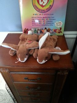 Twin brown beanie baby bunnies