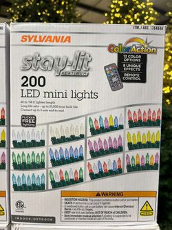 Sylvania Stay-Lit Color Action 200 LED Mini Lights with Remote Control 66-feet