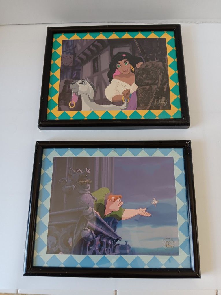 Disney Hunchback Of Notre Dame Framed Lithograph Art Set Prints Special Ed 90s. 