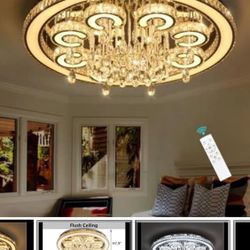 STUNNING CHROME CRYSTAL CHANDELIER EXTRA LARGE AT 40” CiIRCLE 