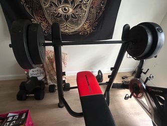 Weight Bench with Barbell & Weights – $100 OBO