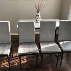 Dining Chairs Gray Set of 4 Velvet Modern Metal