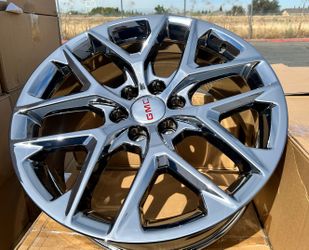 NEW 100% GENUINE GM SNOWFLAKE WHEELS TAHOE SILVERADO 22" CHROME 22X9 5668