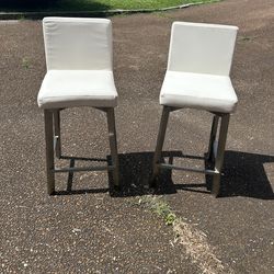 Set of two Ross Swivel Upholstered Counter Stools with Metal Frame