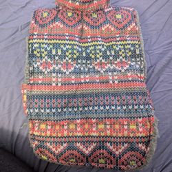 Reversible Knit Pattern & Fleece Dog Jacket 