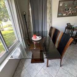 Beautiful Wood & Glass Dining Table Set – $300 OBO