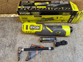 RYOBI Bike and Ball Pump Inflator Kit with 2.0 Ah USB Battery