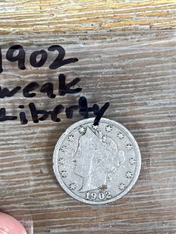 Nickel v weak Liberty 1902 Coin
