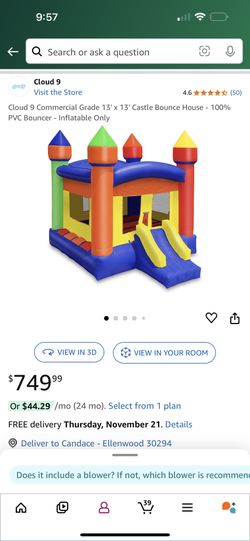 Cloud 9 Commercial Grade 13' x 13' Castle Bounce House - 100% PVC Bouncer - Inflatable Only