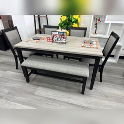 6 Piece Solid Wood Dining Table Set  // January Sale !