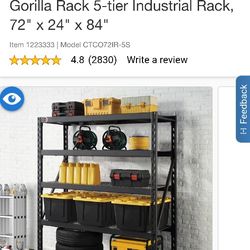 Gorilla Rack 5-tier Industrial Rack, 72" x 24" x 84"