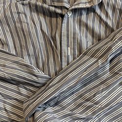 Nautica Button Up Men’s XL Blue White Vertical Striped Long Sleeve Button Shirt