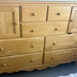 Dresser, nightstand, mirror all wood matching set