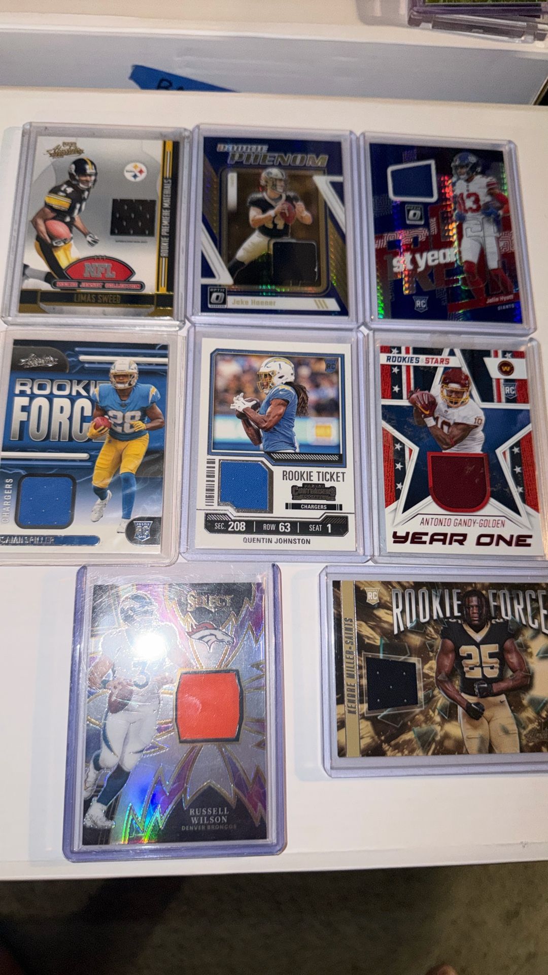 NFL football relic jersey patch cards 