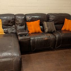 L Shape Faux Leather Sofa And Recliner!