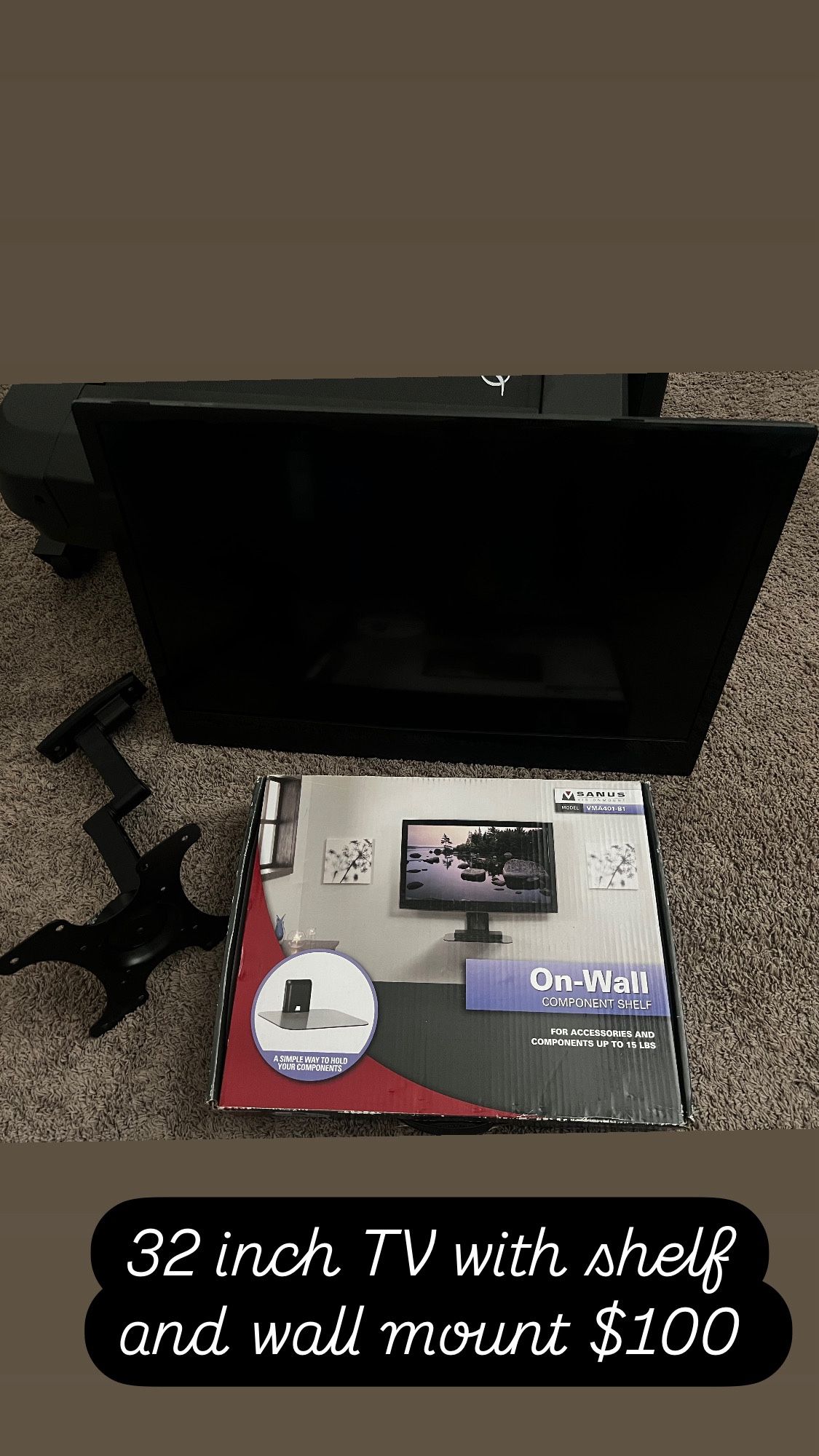 32 TV With Shelf & Stand $100