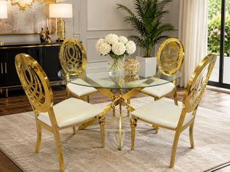 Dining room set Gold Color Glass
