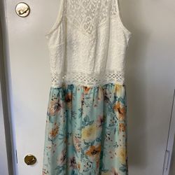 Beautiful Sleeveless White And Floral Girls Dress
