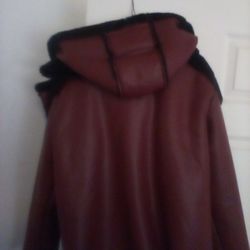 Men's Red Coat With Fur Size XXL 