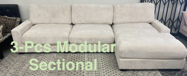 Cozy New 3 Pcs Corduroy Sectional (Finance and Delivery)