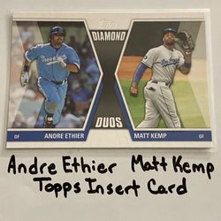 Andre Ethier Matt Kemp Los Angeles Dodgers Outfielders Topps Short Print Insert Card. 