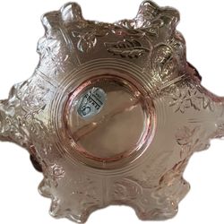 VTG FENTON Dusty Rose Glass Basket Dusty Rose  Ruffled Crimped Edge 7" Pink