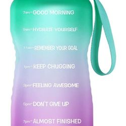 1 Gallon/128oz Large Motivational Water Bottle with Straw, Leakproof Tritan BPA Free Fitness Sports Water Jug with Time Marker