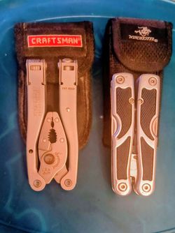 Lot of 2 Tools Craftsman USA Professional 45471 Stainless Steel Multi-Tool Knife with Case Winchester tools