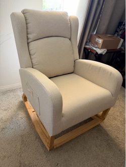 Rocking chair   $130  Rocking Chair with Solid Wood Leg and Footrest