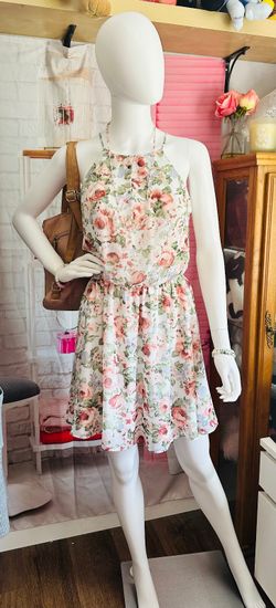Guess Floral Chiffon Halter Dress