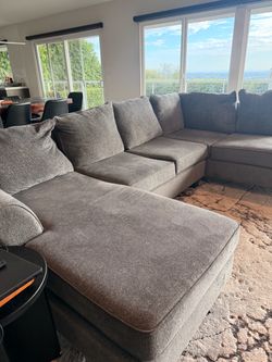 Large Gray Sectional Sofa with Chaise