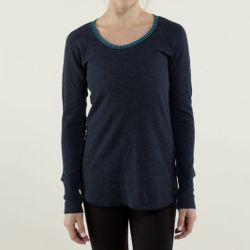 LULULEMON Navy Teal Classic Stripe Reversible Open Your Heart Long Sleeve Top