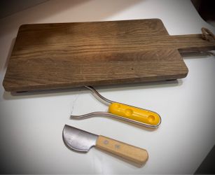 Wood Cheese Board with Slicer and Knife