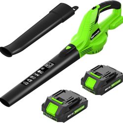 New Cordless Leaf Blower With Two 2 Amp Hour Batteries