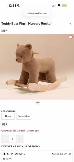 Teddy Bear Plush Nursery Rocker