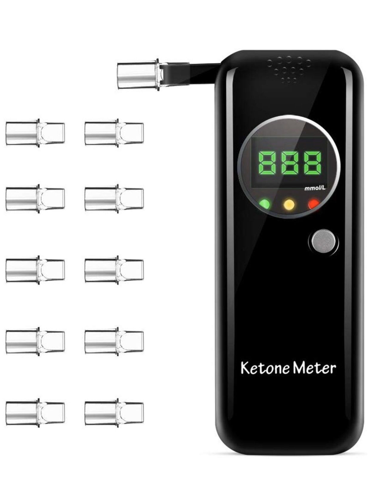 Professional Portable Ketone Breath Meter, Ketone Breath Tester, Digital Ketone Breathalyzer with 10 Mouthpieces