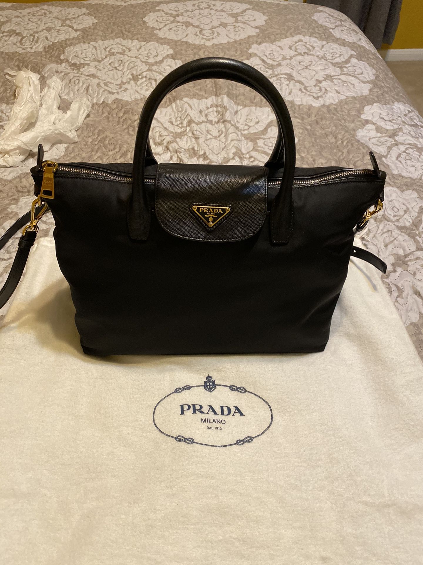 Prada Saffiano Tessuto Nylon Tote Bag